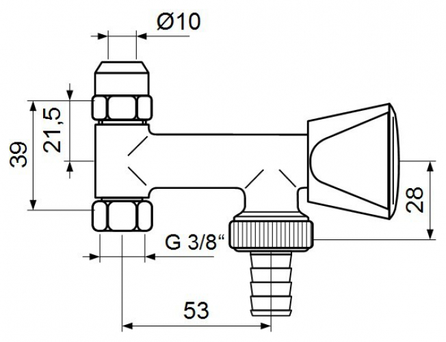 Geräte-Anschlussventil 3/8'' mit Rückflussverhinderer verchromt für Eckventile  - Bild 2