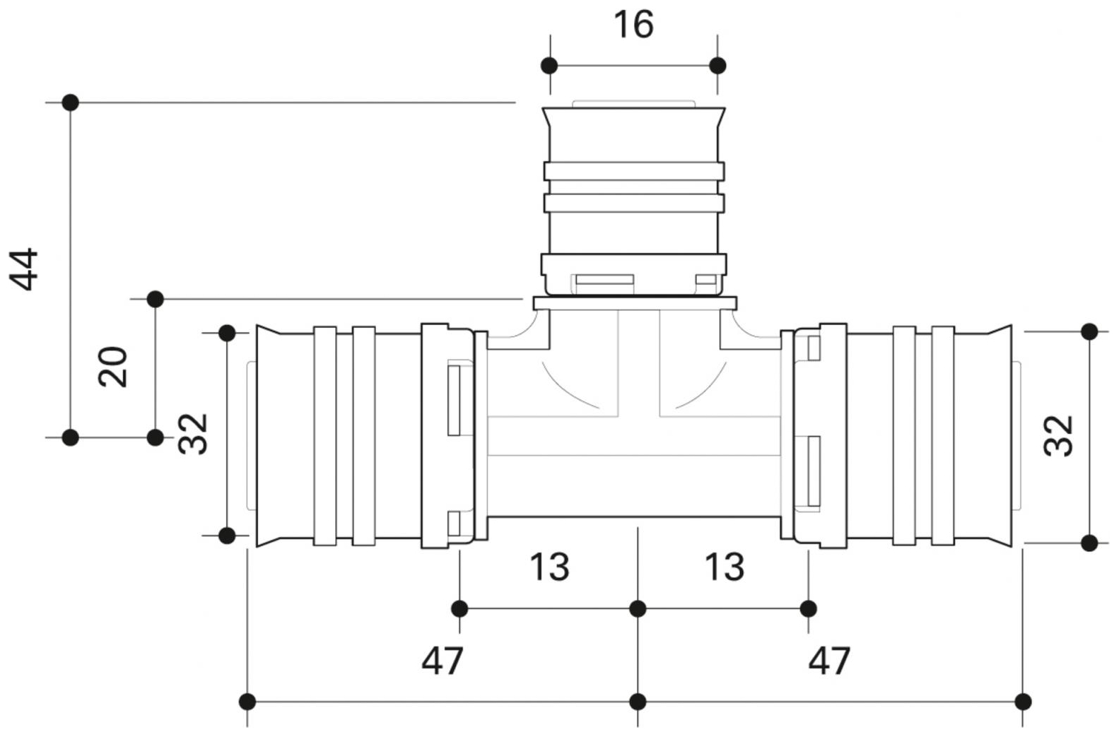 CONEL Connect MV2 T-Stück 32x16x32 mm CCMVT321632N - Bild 2