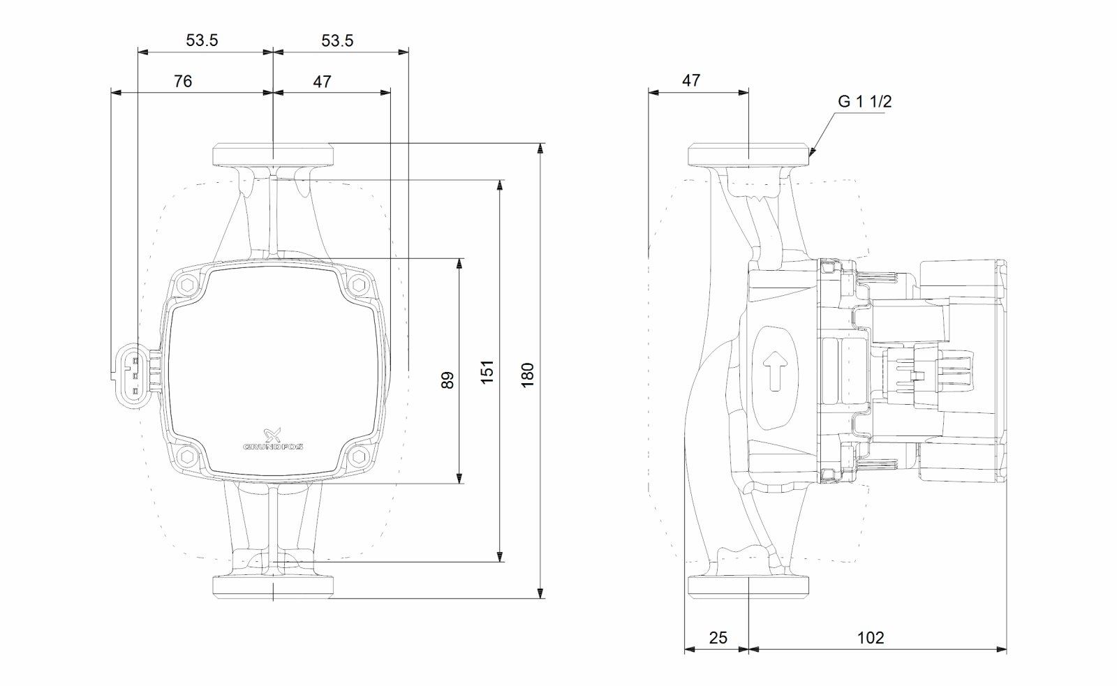 GRUNDFOS Hocheffizienz Umwälzpumpe ALPHA1 GO 25-80, 180mm, 220-240V 9H DC0