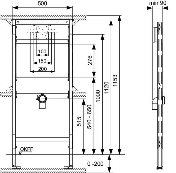 TECEprofil Waschtischmodul Bauhöhe 1120 mm für Ausgussbecken 9310002 - Bild 2