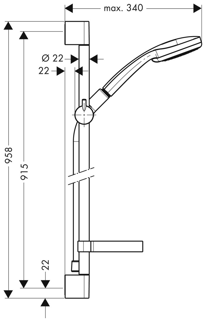 Hansgrohe Brausegarnitur Croma 100 Vario Unica C Stange 90cm verchromt 27771000 - Bild 2