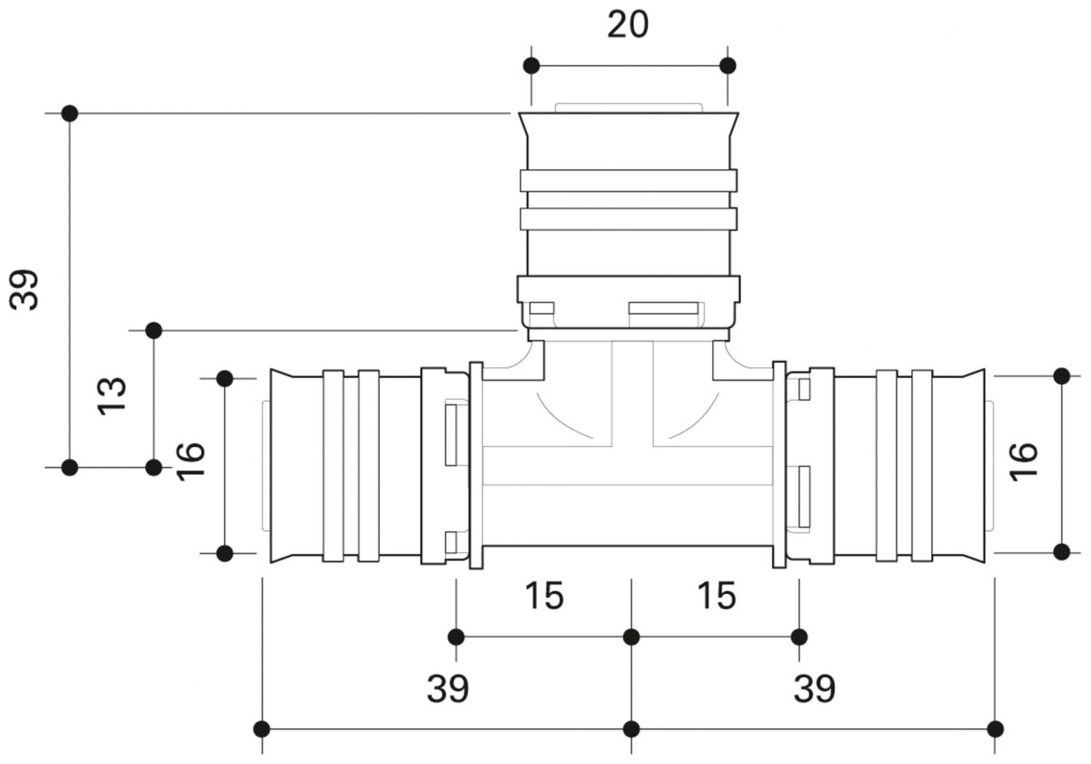 CONEL Connect MV2 T-Stück 16x20x16 mm CCMVT162016N - Bild 2