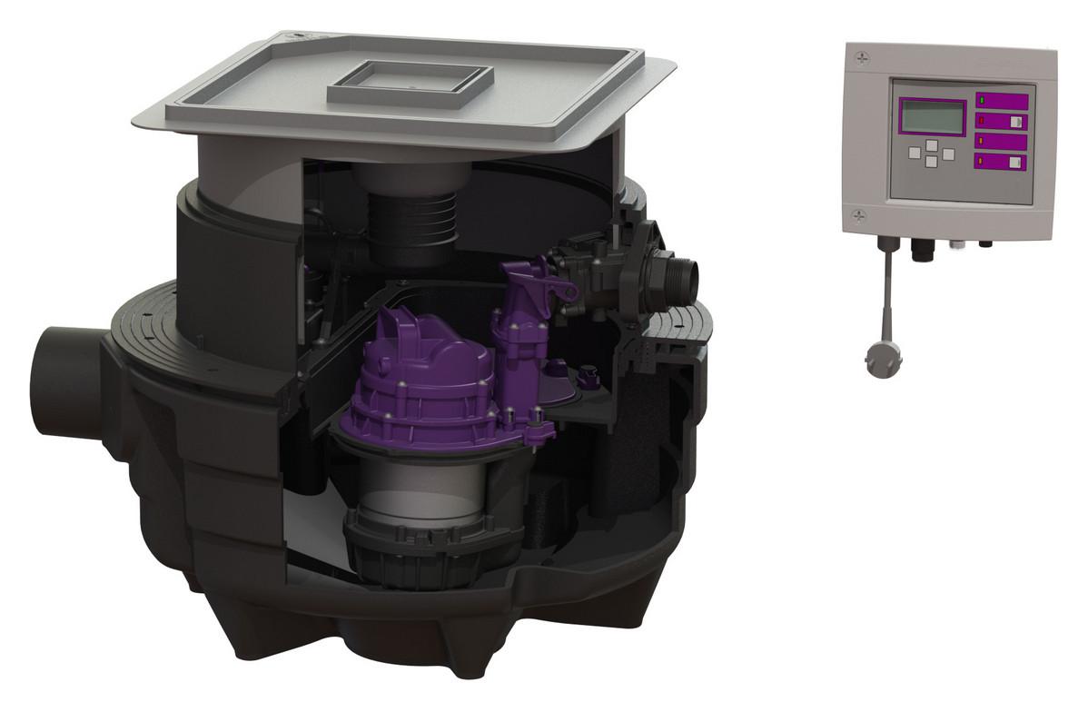 KESSEL Hebeanlage Aqualift F Compact Mono, SPZ 1000, Comfort-Schaltgerät, Bodenplatte, befliesbar - Bild 1