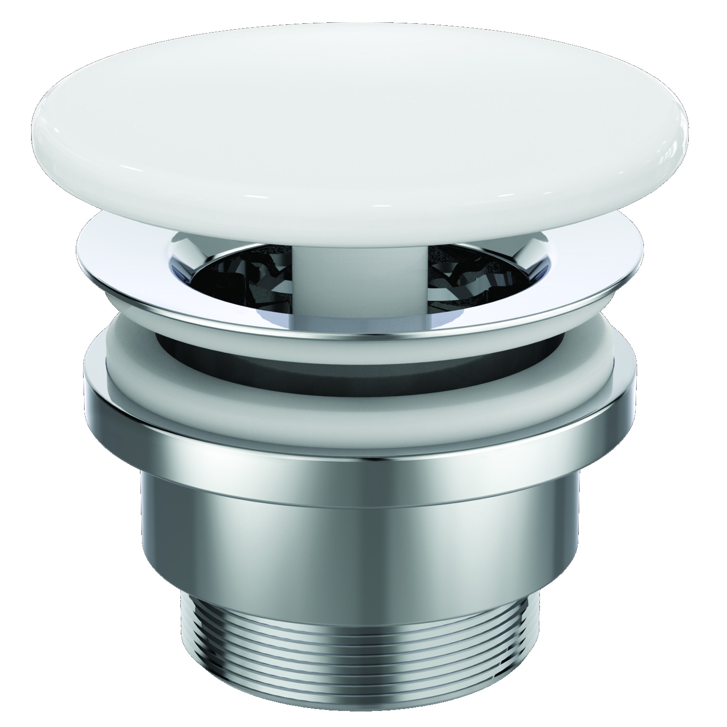 VIGOUR Ablaufventil derby V3 mit Keramikhaube weiß starr, nicht verschliesbar Schaftablauf