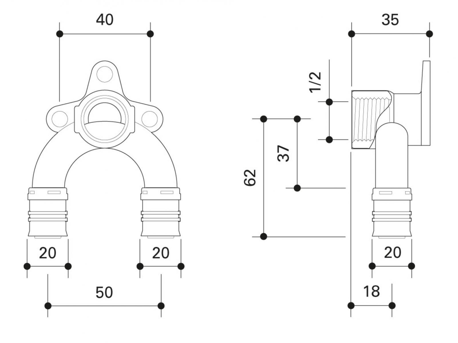 Doppelwandwinkel Alpex F50 Profi 20mm x 1/2IG x 16 mm'' ALPDWW201516 - Bild 2