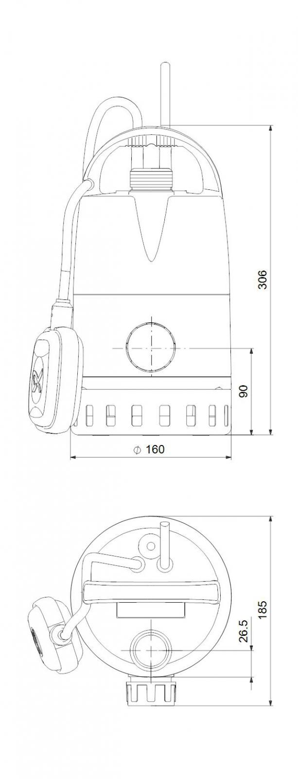 Grundfos Unilift Kellerentwässerungspumpe CC-5 A1, FH 5m, mit Schwimmerschalter 96280966 - Bild 2
