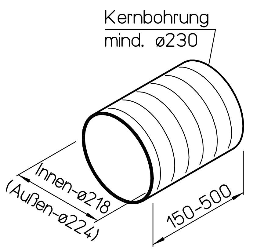 Helios Wandeinbaurohr WER 200, für Wandeinbau von 150 bis 500 mm 00368 - Bild 2