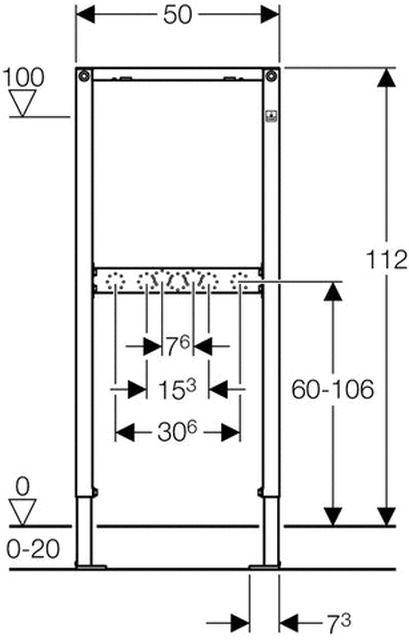 Geberit Duofix Bade-/ Duschwanne 112 cm für AP-Armatur