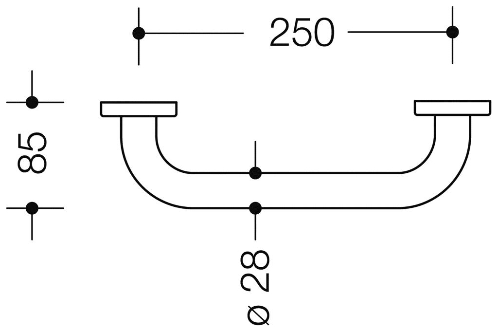 HEWI Serie 477 Wannengriff Achsmass 250 mm mit Rosetten reinweiß 477.31.100.99 - Bild 2