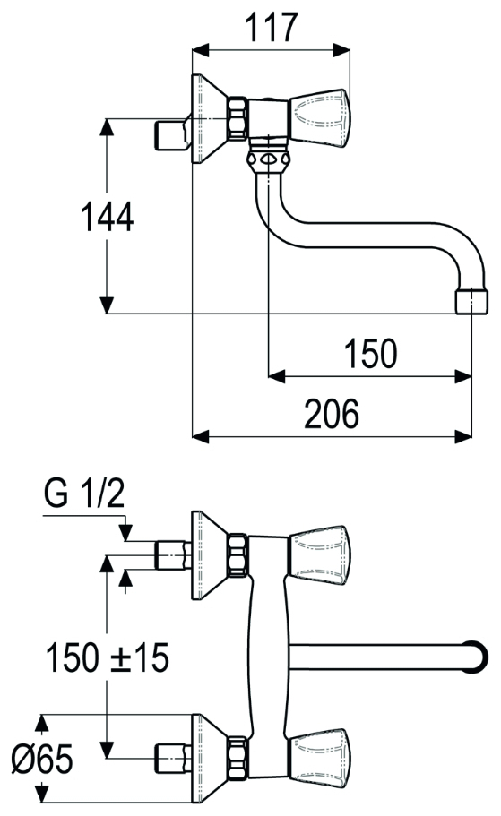 VIGOUR Spültisch-Zweigriff-Wandarmatur DN15 chrom schwenkbarer Rohrauslauf - Bild 5