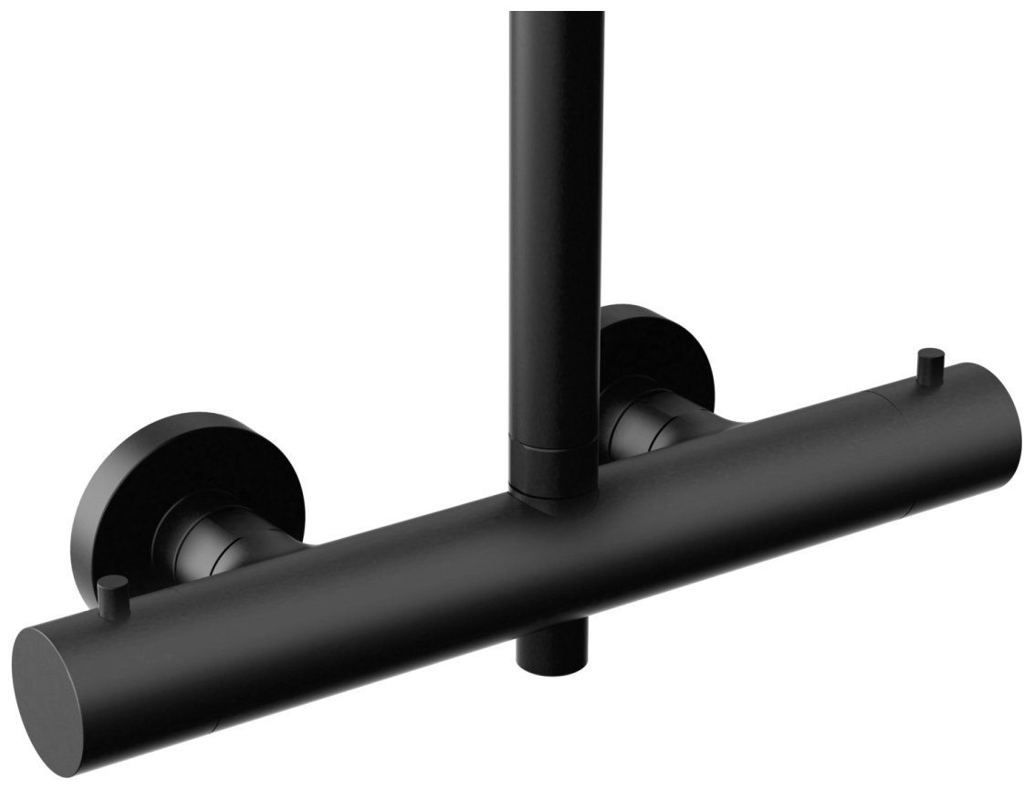 VIGOUR Duschsystem V4 Thermostat Kopfbrause 310mm rund Stabhandbrause und Schlauch schwarz matt