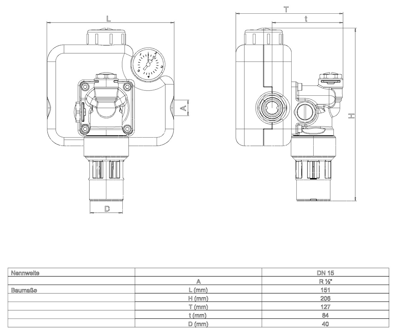 SYR Systemtrenner 6625, STBA 600 mit Druckminderer und Manometer, DN 15, 6625.15.006 - Bild 2