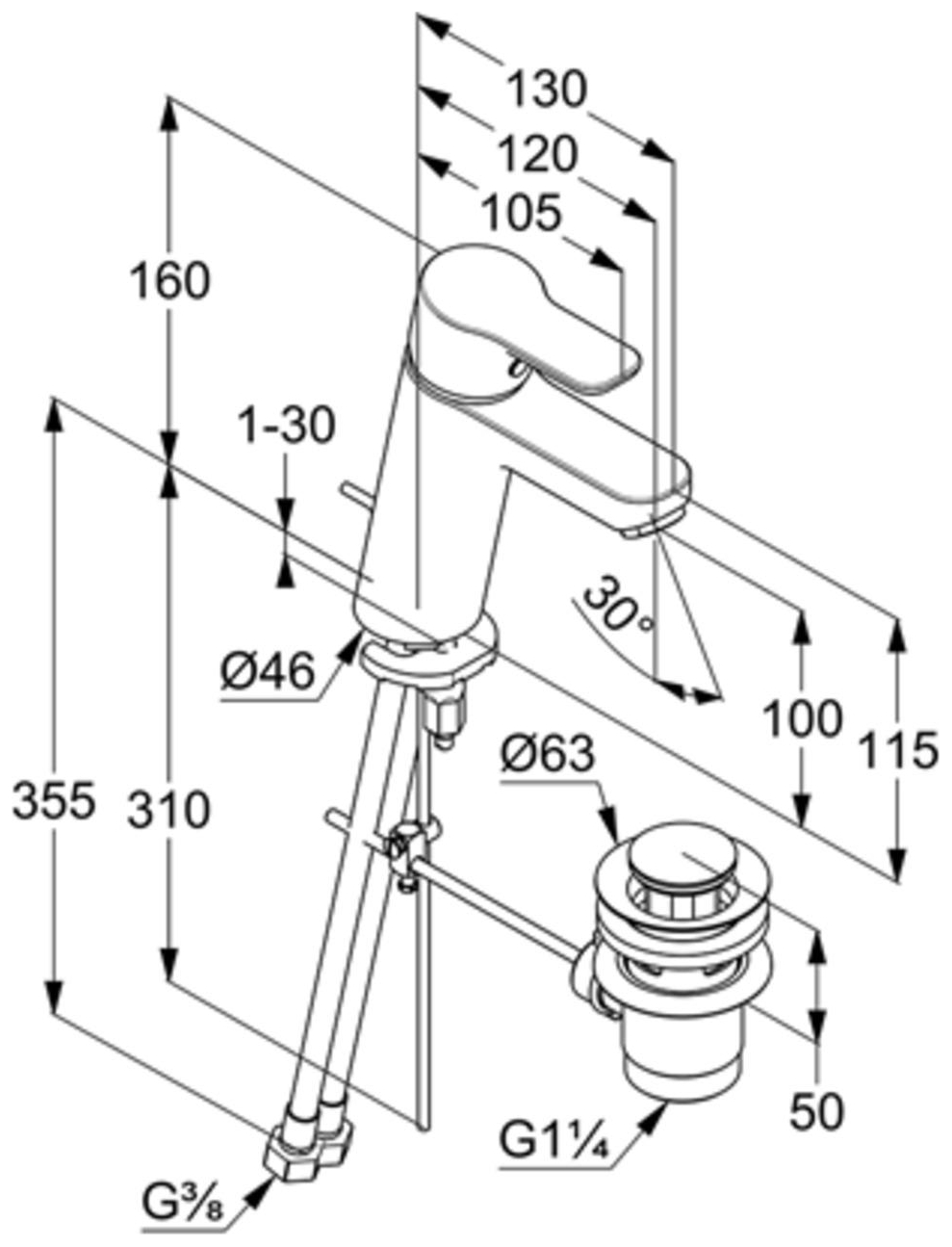 Kludi PURE&EASY Waschtisch-Einhandmischer 100 mit Ablaufgarnitur chrom 371900565 - Bild 2