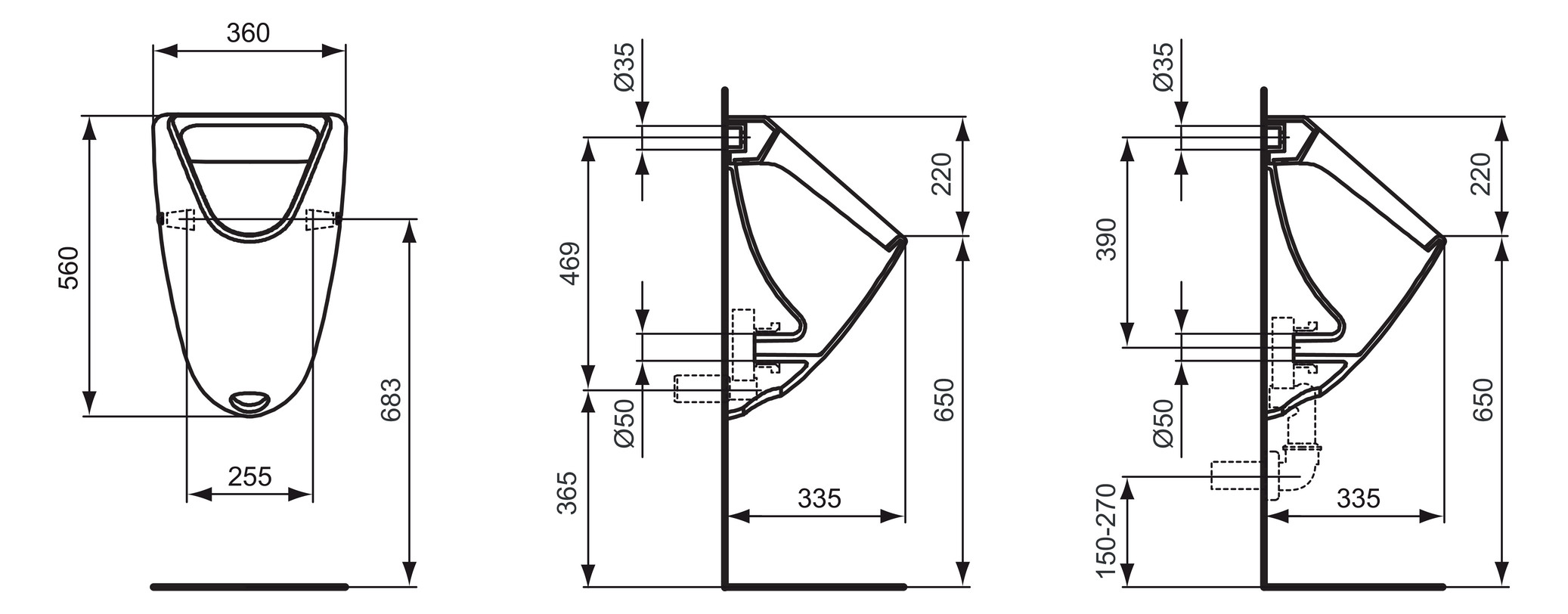 Ideal Standard Absauge-Urinal Eurovit Zulauf verdeckt weiss K553801 - Bild 2