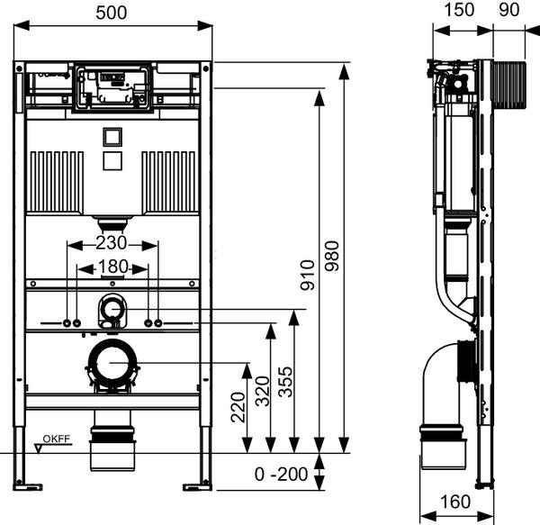 TECEprofil WC-Modul mit Uni-Spülkasten, Bauhöhe 980 mm 9300322 - Bild 2