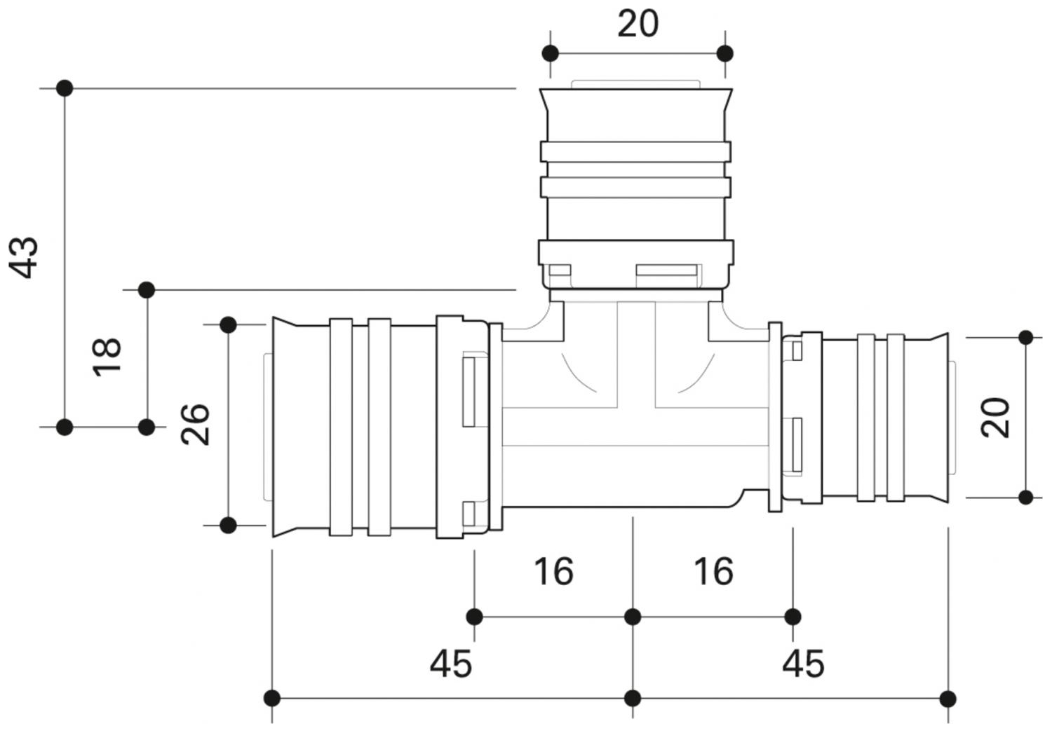 CONEL Connect MV2 T-Stück 26x20x20 mm CCMVT262020N - Bild 2