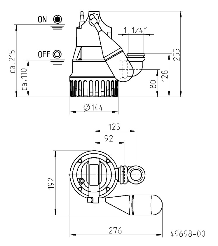 Jung Schmutzwasserpumpe U3 KS Schaltung Förderhöhe 7m 6,5m3/h JP50000 - Bild 2