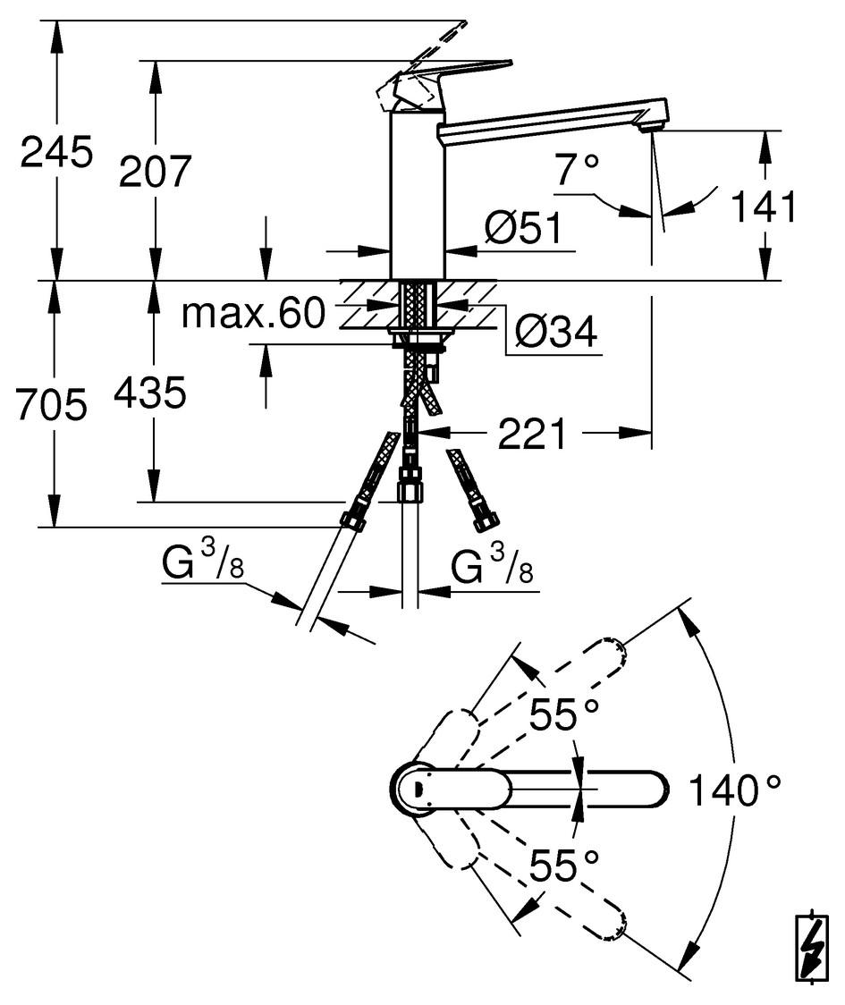 GROHE Eurosmart Cosmopolitan ND-Spültischbatterie Niederdruck verchromt 30194000 - Bild 2