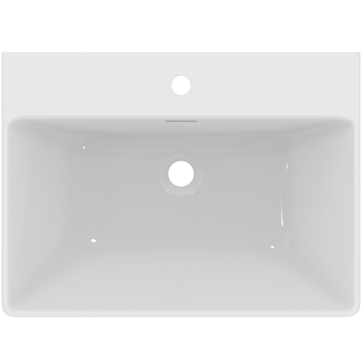 VIGOUR Waschtisch derby V3 edge 65x48cm PflegetectPlus weiss mit Hahnloch und Überlauf