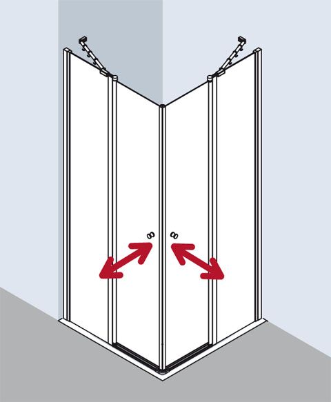 Kermi Ibiza 2000 Eckeinstieg-Halbteil re 900x1850 mm ESG klar silber mattglanz - Bild 1