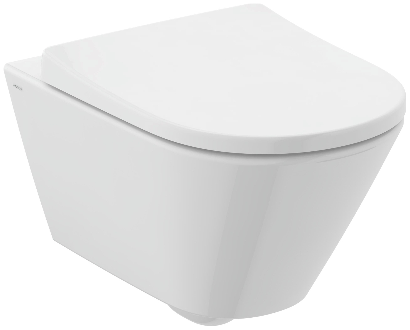 VIGOUR Wand-Tiefspül-WC derby V3 PflegetectPlus weiss, spülrandlos, WC Sitz mit Absenkautomatik