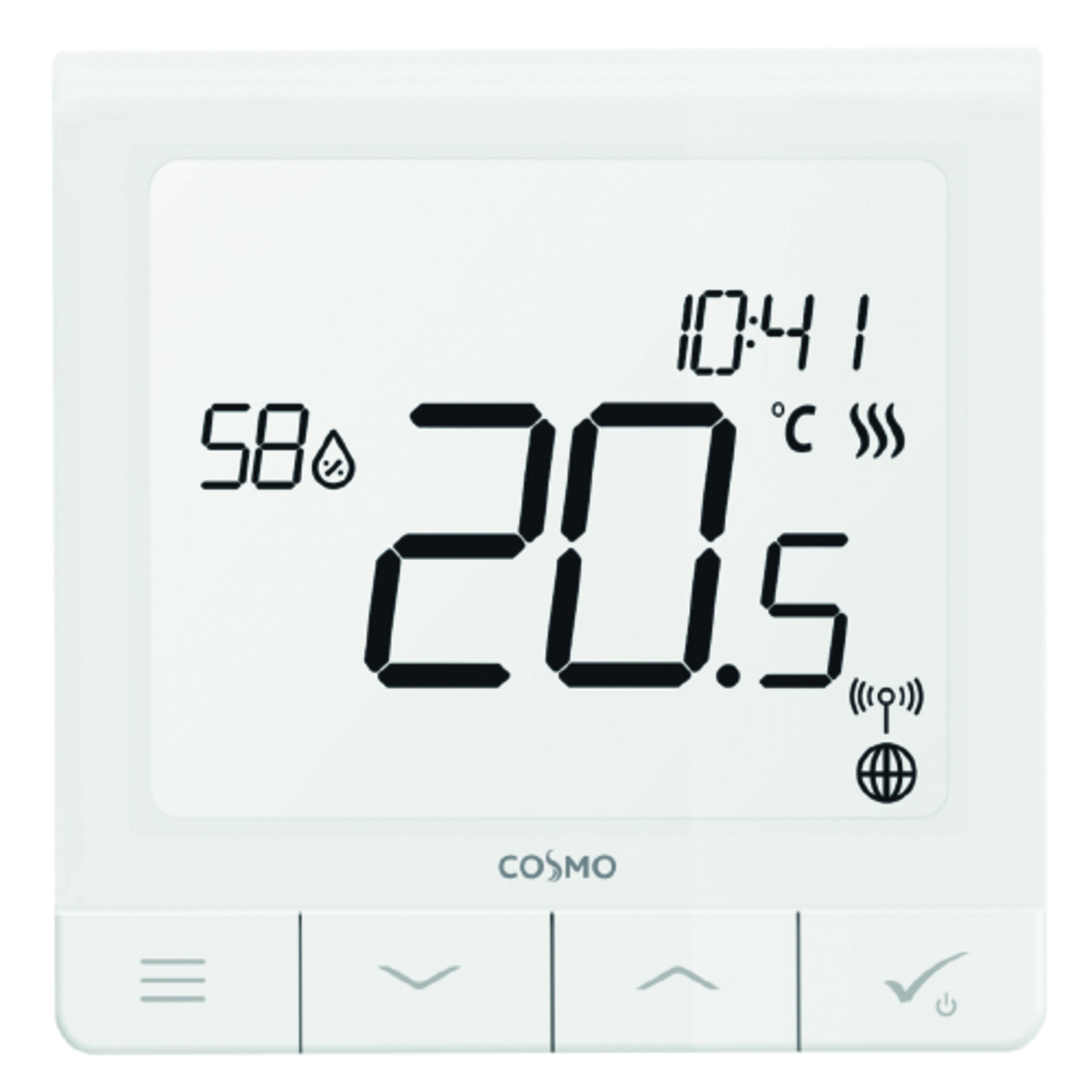 COSMO Superflacher Funk-Raumthermostat (UP) Digital-programmierbar im Zigbee-Netz RAL9016