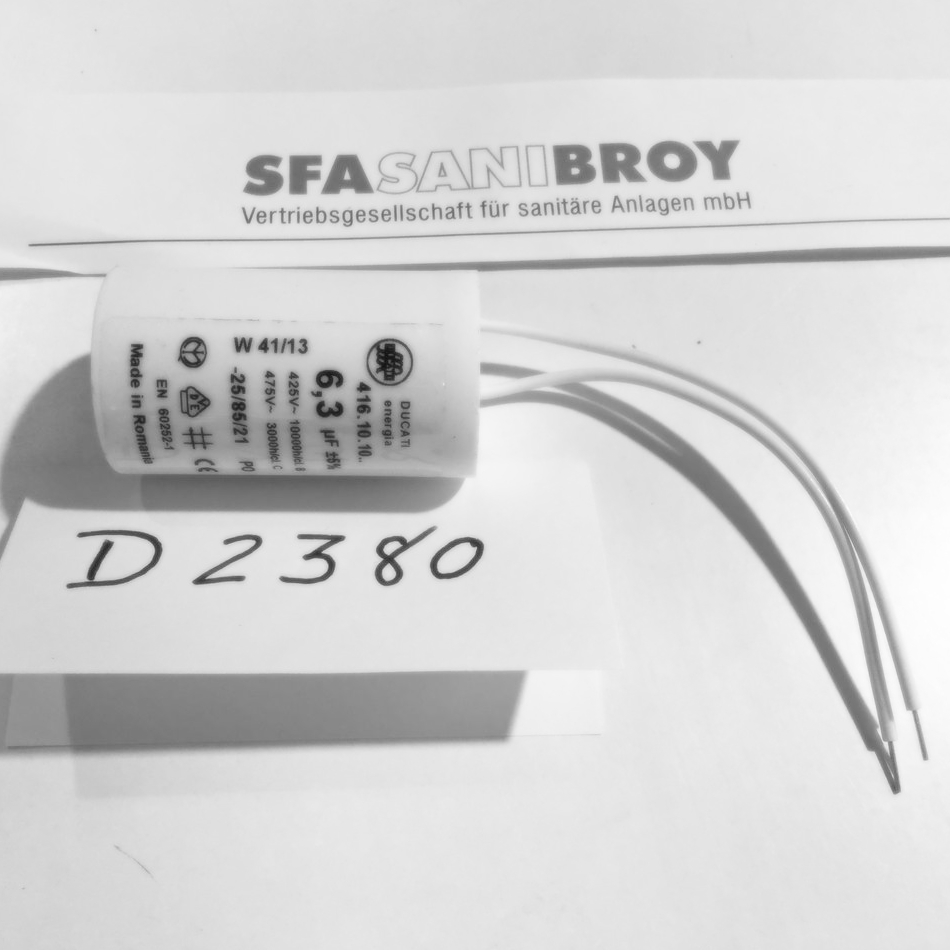 SFA Kondensator 6.3 µf D2380, Ersatzteil für SaniDouche, ShowerFlat - Bild 1
