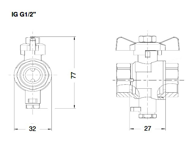 Sensus Kugelhahn G 1/2'' IG komplett PN 16, für Wärme- und Kältezähler Qp 0,6 bis 1,5 - Bild 2