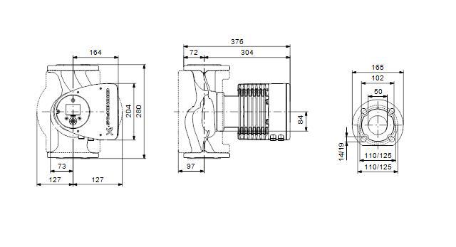 Grundfos MAGNA3 50-180F Hocheffizienz-Umwälzpumpe DN 50 BL 280 mm 97924665 - Bild 2