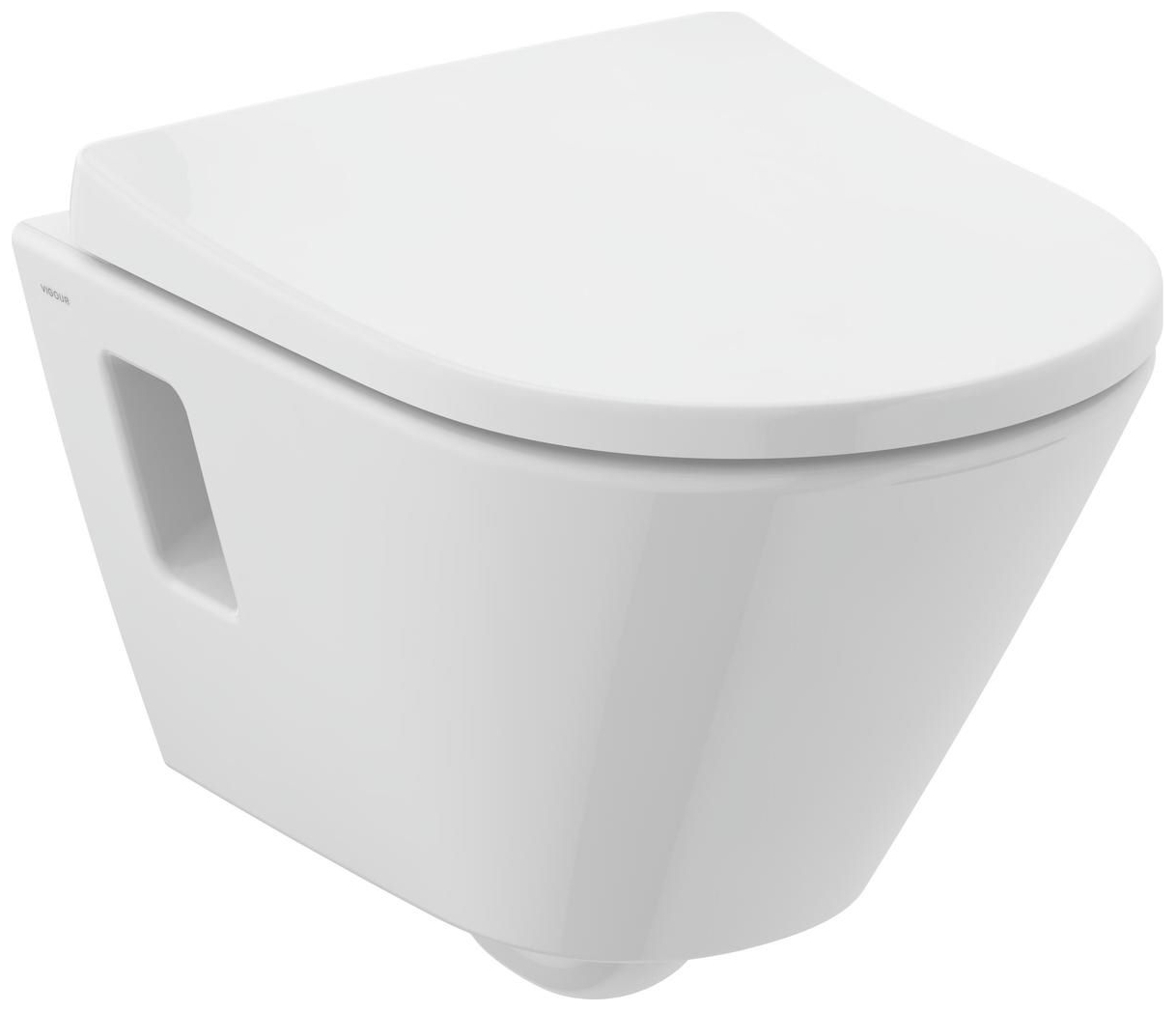 VIGOUR Wand-Tiefspül-WC derby V3 Kompakt 48cm PflegetectPlus weiss, mit Spülrand, Absenkautomatik