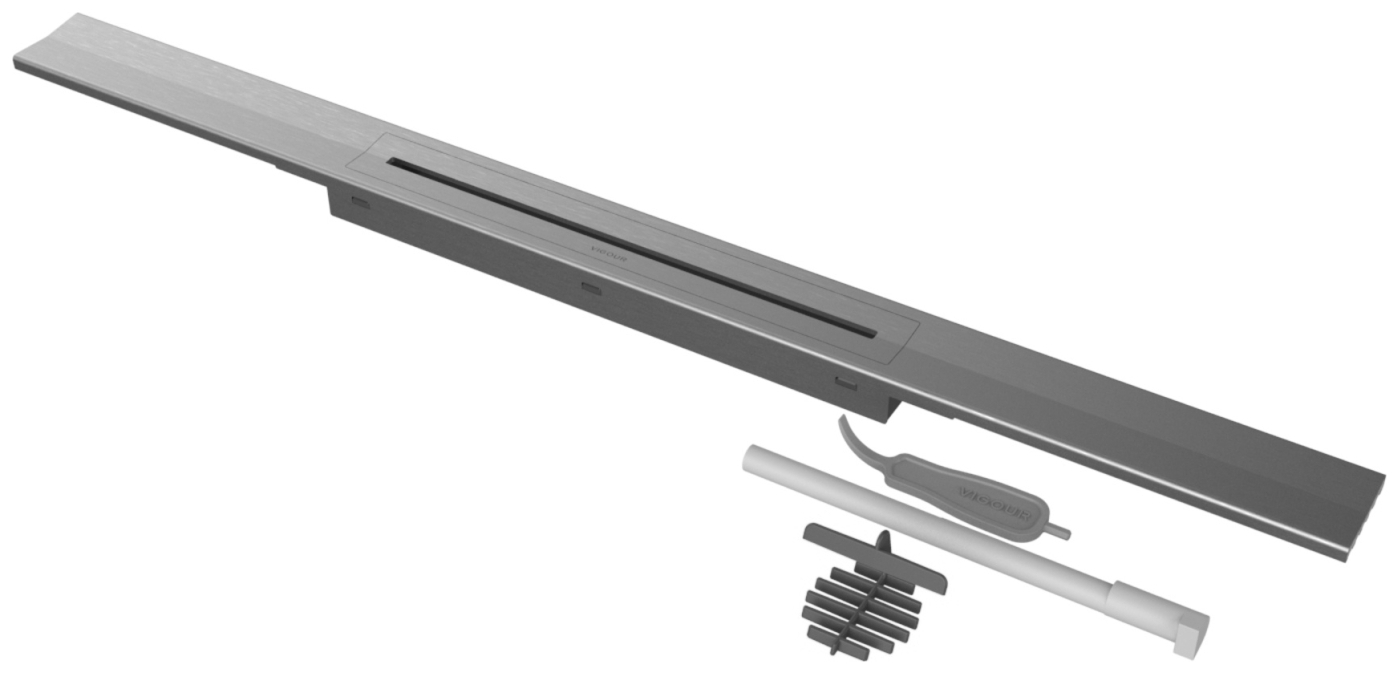 VIGOUR Duschrinne Designset individual 4.0 gebürstet 1200 mm, für Rohbauset V4GK