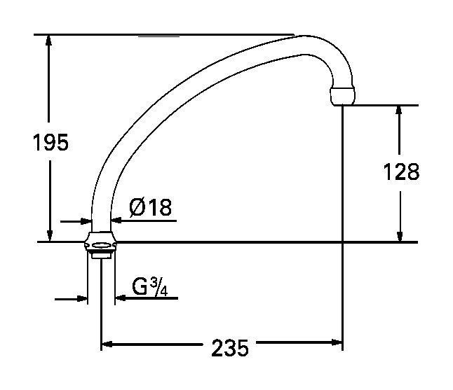 GROHE Rohrauslauf Atlanta Ausladung 235mm 13077000 - Bild 3