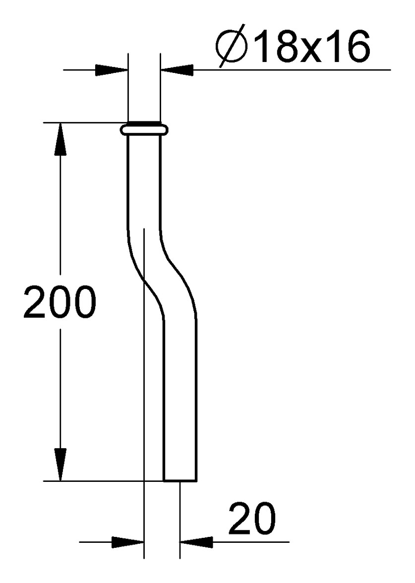 GROHE Urinal-Spülrohr Durchm.18mm 200mm aus Messing 37037000 - Bild 3