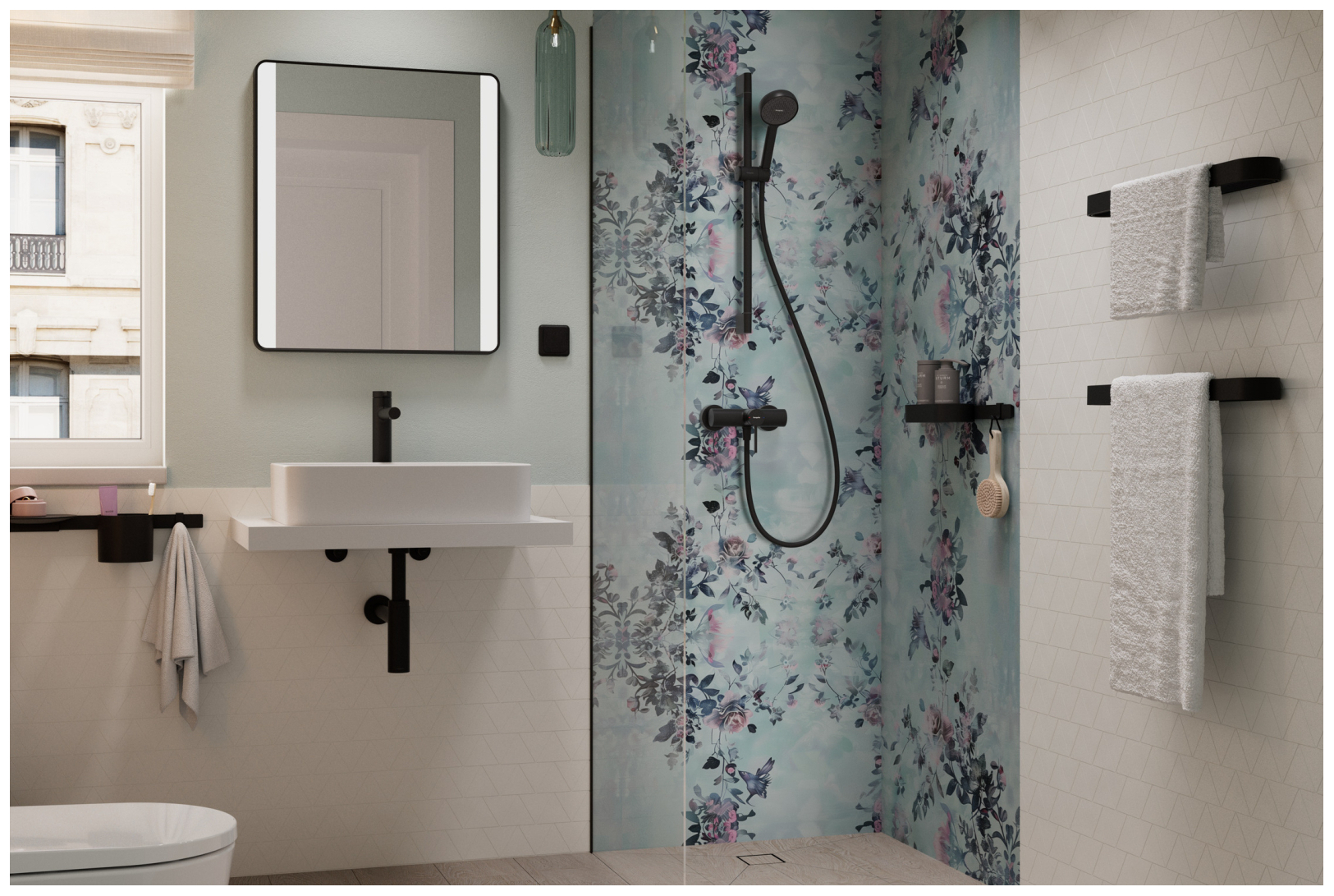 Hansgrohe Brauseset Activera Select S 95 2jet EcoSmart mit Brausestange Typ 65 schwarz matt