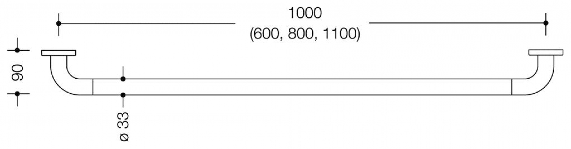 HEWI Serie 477 Badetuchhalter BA1.1 d:33 mm Achsmass1000mm reinweiß 477.30.320.99 - Bild 2