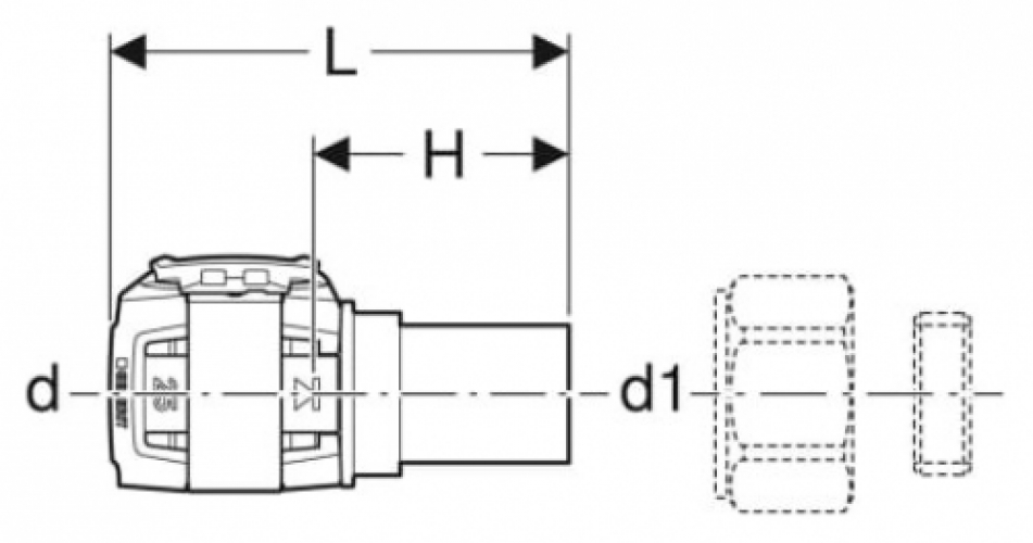 Geberit FlowFit Übergang auf Kupferrohr-Klemmringverschraubung 25x22mm SiBr/Cu 620.722.00.1 - Bild 2