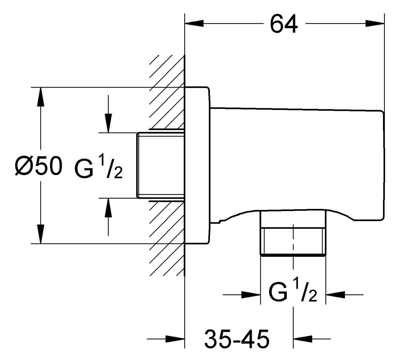 GROHE Rainshower Wandanschlussbogen verchromt 27057000 - Bild 2