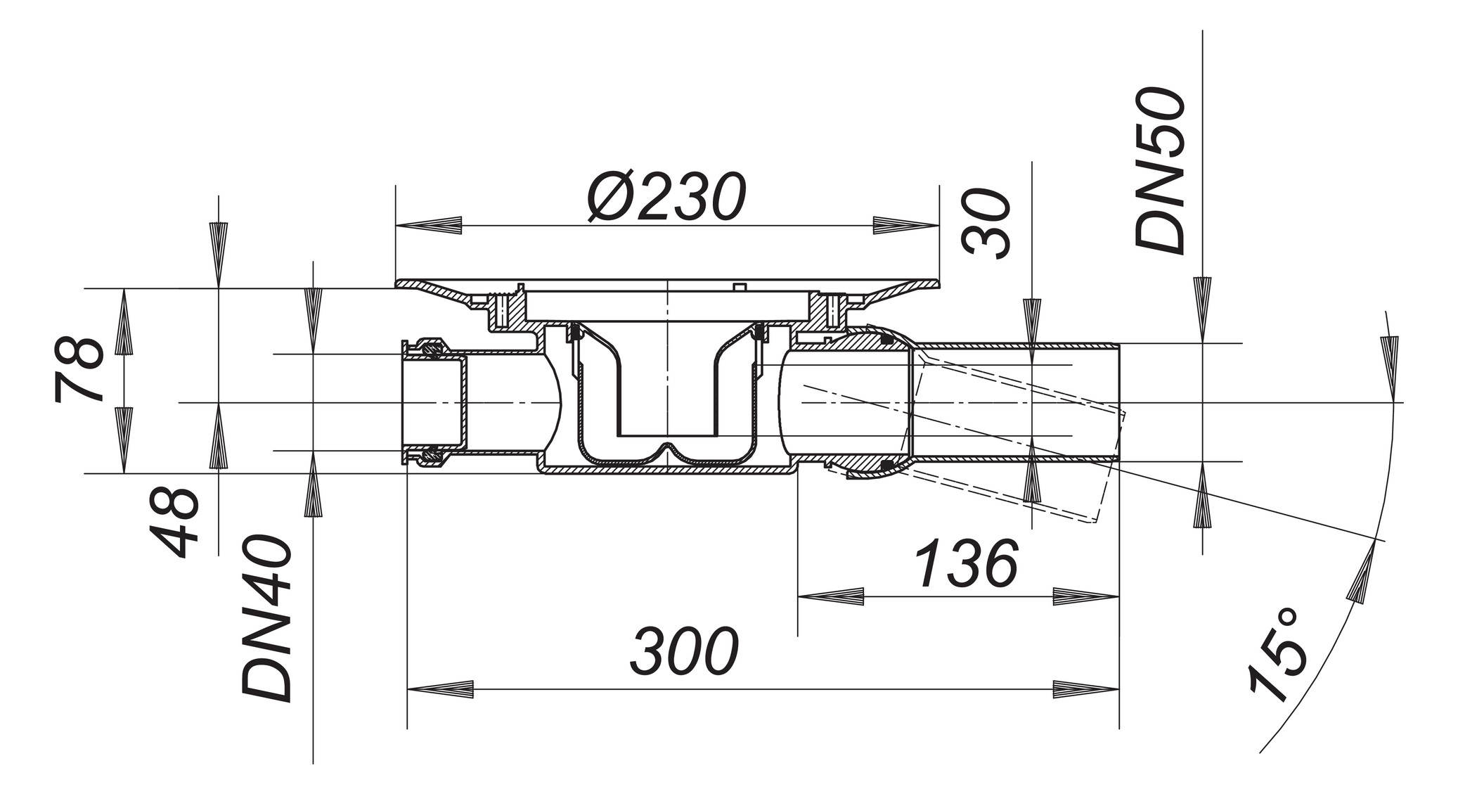DALLMER Ablaufgehäuse 42 S Zulauf DN 40 DN 50 420022 - Bild 2