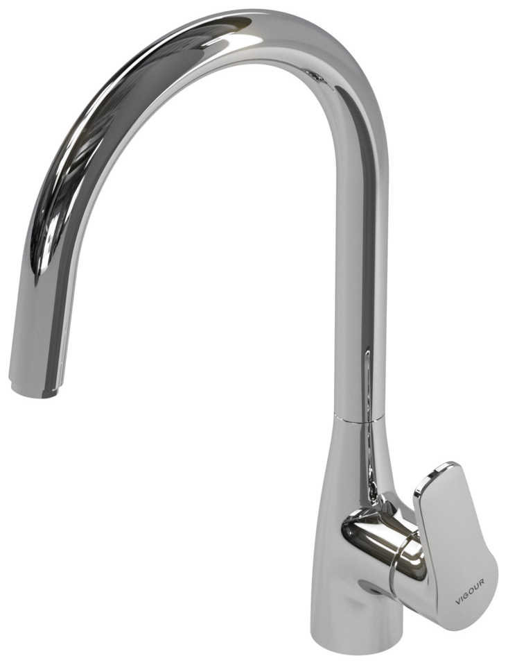 VIGOUR Einhand-ND-Spültischbatterie derby mit U-Auslauf schwenkbar chrom - Bild 1