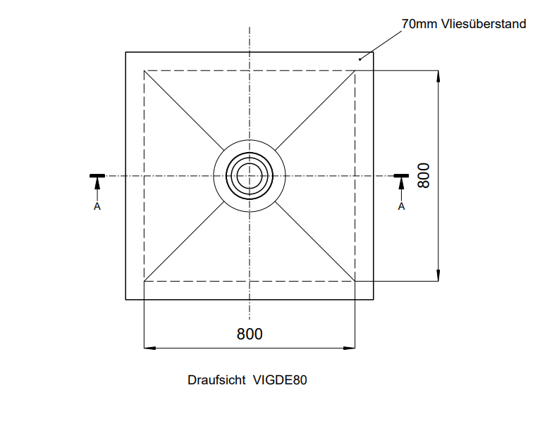 VIGOUR Duschelement individual 2.0, 80x80x4,0cm Ablauf mittig, rollstuhlbefahrbar - Bild 2