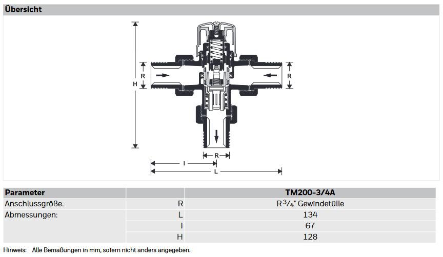 Honeywell Home Wassermischer TM200 thermostatisch, Messing A, 3/4'' - Bild 2