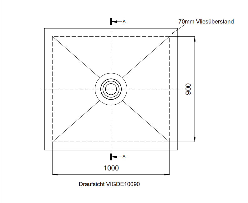 VIGOUR Duschelement individual 2.0, 100x90x4,5cm Ablauf mittig rollstuhlbefahrbar - Bild 2