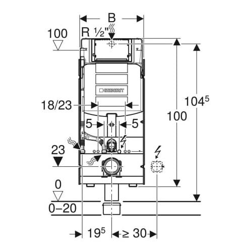 Geberit GIS Spülkasten Sigma Montageelement Bauhöhe 1140 mm, für Wand-WC 461.311.00.5 - Bild 2