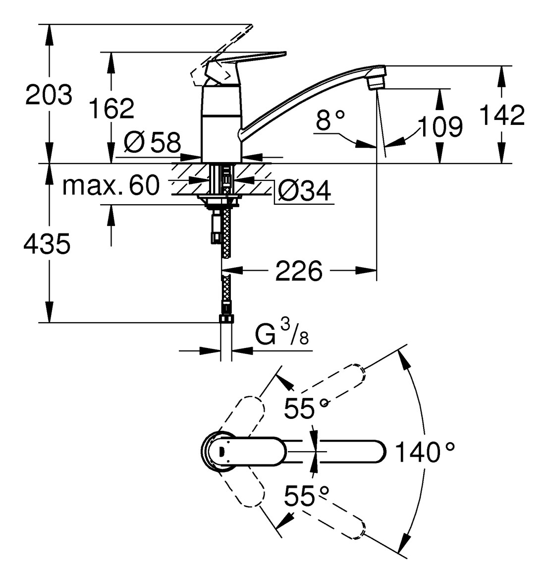 GROHE Eurosmart Cosmopolitan Spültischbatterie Hochdruck chrom 32842000 - Bild 3