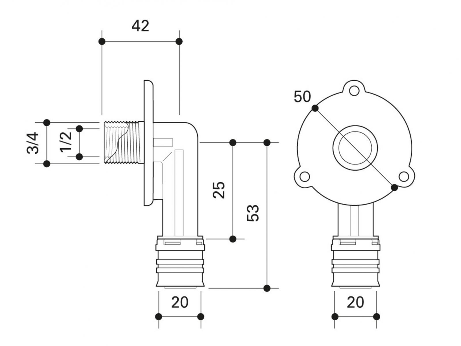 UP-Spülkastenwinkel Alpex F50 Profi 20mm x 1/2 IG x 3/4'' AG'' ALPSKW201520 - Bild 2