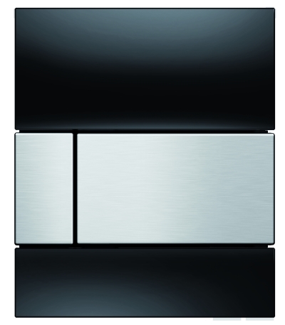 TECEsquare Glas Urinal-Betätigungsplatte schwarz, Tasten Edelstahloptik gebürstet 9242806 - Bild 1