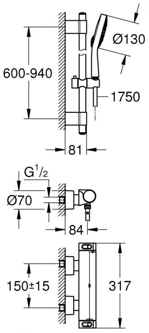 GROHE Thermostat Brausebatterie Grohtherm 2000 chrom 34482001 - Bild 2