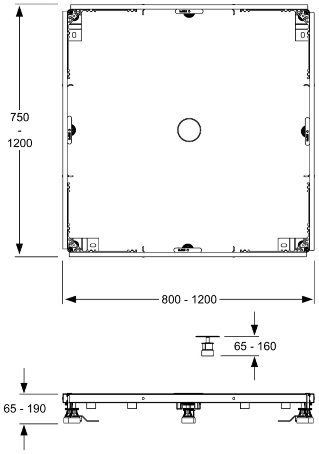 MEPA Montagerahmen SF Rechteck 120/120 Universal für super-/extraflache Duschwannen Höhe 6,5-19cm - Bild 2