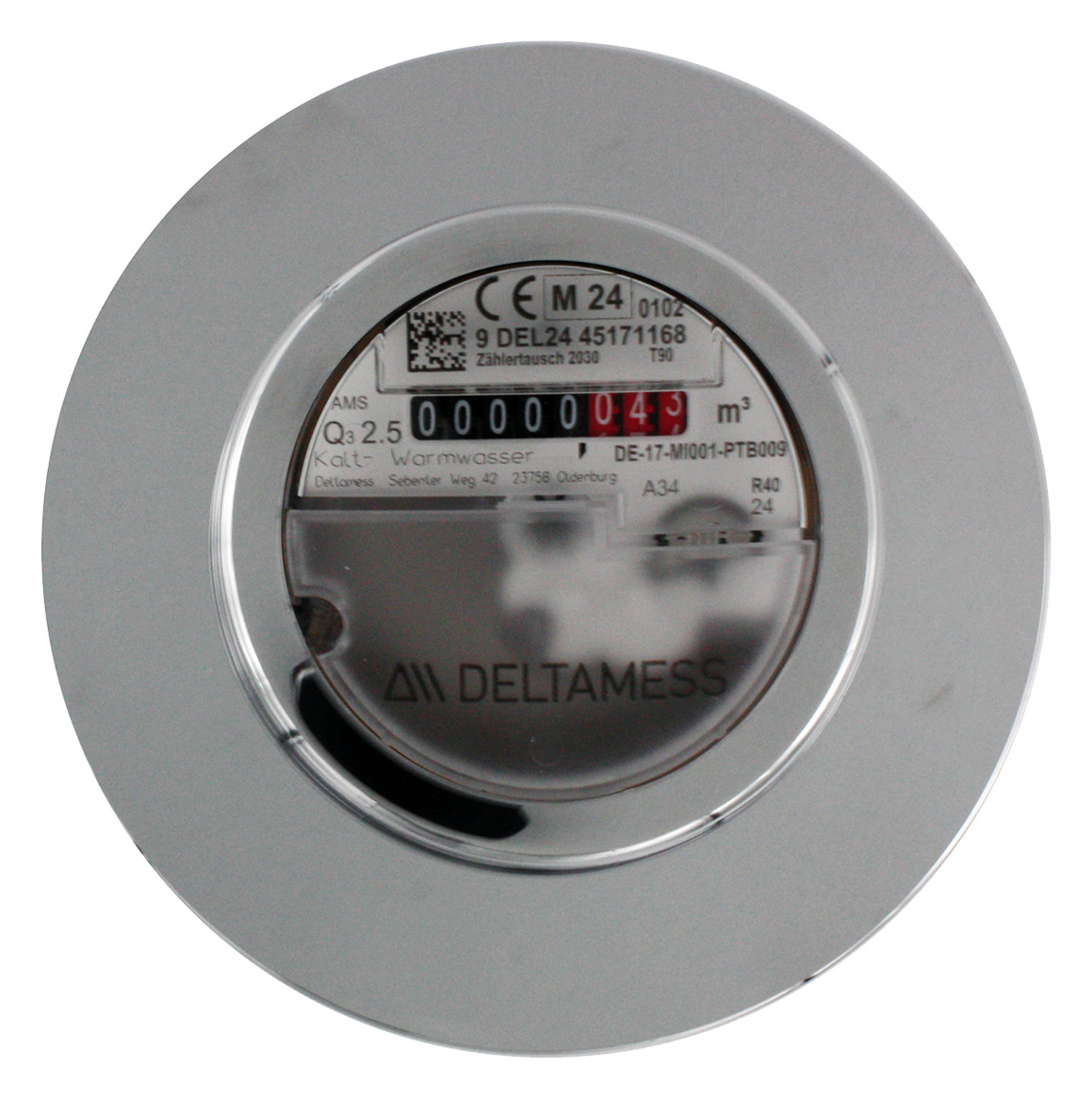 Deltamess Messkapsel AMS T90 kalt/warm smart M Q3 2,5 cbm inklusive Chromgarnitur (Eichjahr 2026)