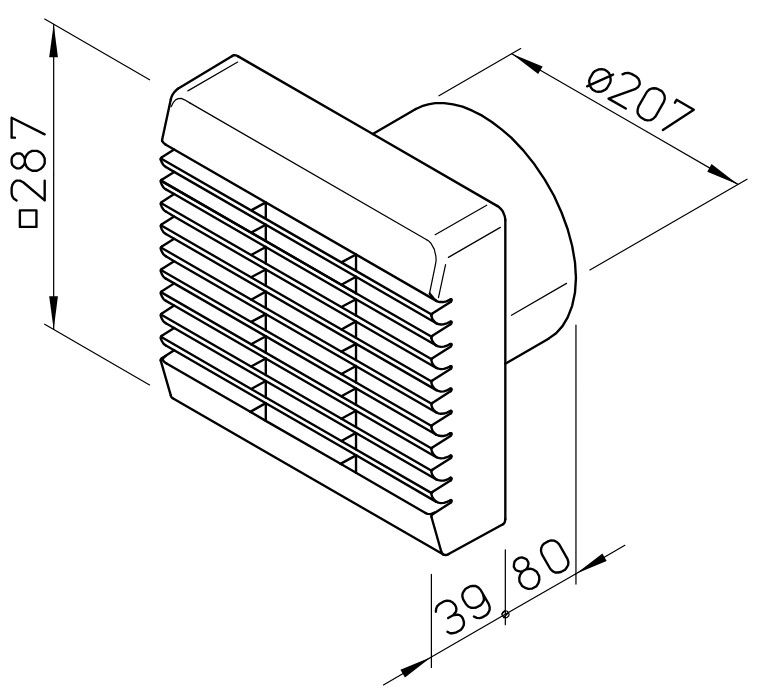 Helios Heliovent Unterputz-Raumventilator HV 200/4 R Kunststoff weiss